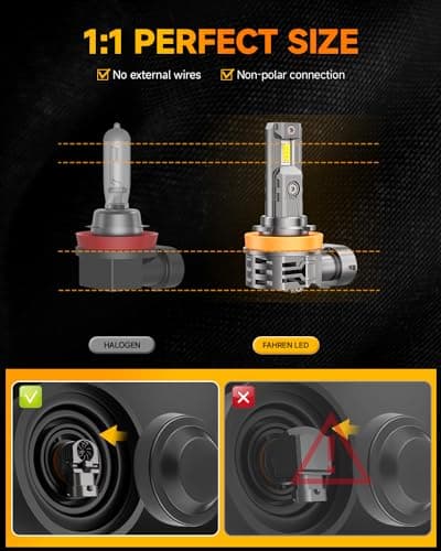 FAHREN H11 9005 Light bulbs combo, 110000LM 13X Super Bright H9 H8 HB3 off-Road Use or Fog light Bulbs, 6500k White Non-Polarity Plug and Play, Pack of 4