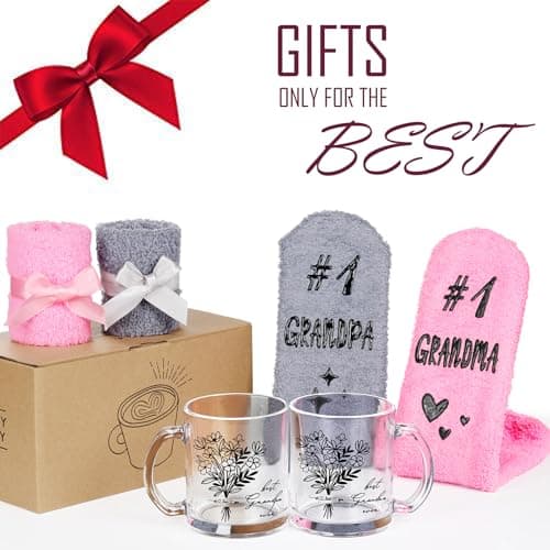 Breezy Valley Grandparent Gifts, Christmas Gifts for Grandma Grandpa from Grandkids - Best Ever Grandparents Gift Ideas, Grandma Grandpa Mugs Socks Set