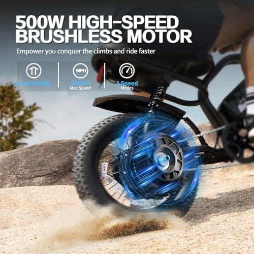 Electric Bike, 16'' Fat Tire E-Bike for Teens/Adults, 500W Small E-Bike with 36V/12.8Ah Removable Battery, Up to 22MPH, 45 Mile Range, Electric Dirt/Mountain Bike for Woman/Men A13