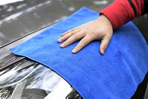 CARCAREZ Premium Microfiber Detailing Towels, 340 GSM Lint Free Car Buffing Waxing Polishing Drying Towel, Pack of 6 (Blue)
