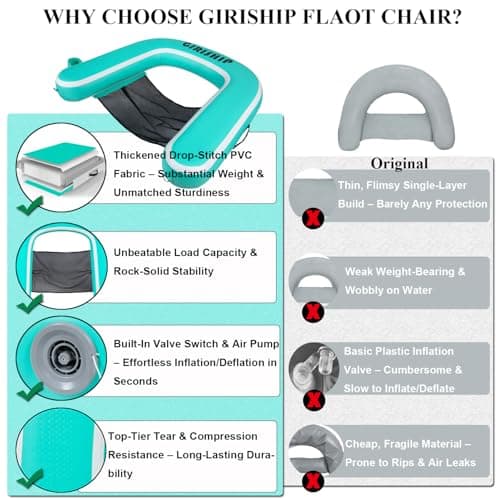 Inflatable Pool Float Chair for Lake Floating Pool Chairs Heavy Duty Floating Chair Lake Floats for Adults Pool Chair Floats Pool River