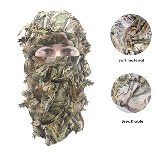 EAmber Ghillie Camouflage Leafy Hat 3D Full Face Mask Headwear Turkey Camo Hunter Hunting Accessories