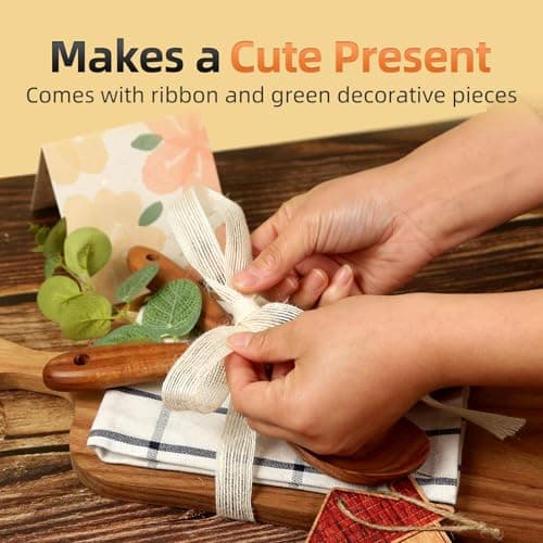 The Perfect Housewarming Gift! Wooden Cutting Boards Set with Utensils & Napkin - Charcuterie, Cheese, Serving Tray for New Home, Kitchen Decor B0GFL2Y7QD
