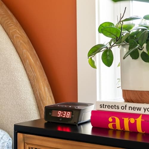 GPX C224B Dual Alarm Clock AM/FM Radio with Red LED Display (Black)