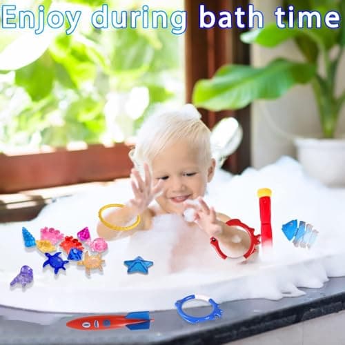 Summer Pool Diving Swimming Toys for Kids, Fun Swim Games Sinking Set, Underwater Dive Gifts with Storage Bag Include Torpedo Gems Shark Rings Sea Animals for Boys Girls Toddlers 20 Packs