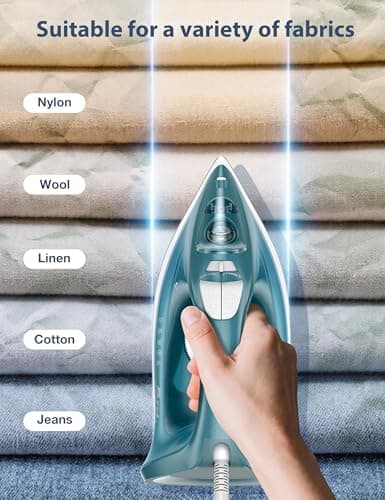 Sundu 1500W Clothes Iron, Steam Iron for Clothes - Ceramic Nonstick Soleplate for Fast Gliding, Self-Clean, Auto Shut-Off, 11.8oz Large Water Tank, Lightweight for Home & Travel Use, Green