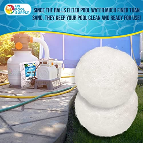 U.S. Pool Supply 1.5 lbs Pool Filter Balls - Eco-Friendly Fiber Filter Media for Swimming Pool Sand Filters (Equals 50 lbs Pool Filter Sand) - Higher & More Efficient Water Filtration Sand Replacement