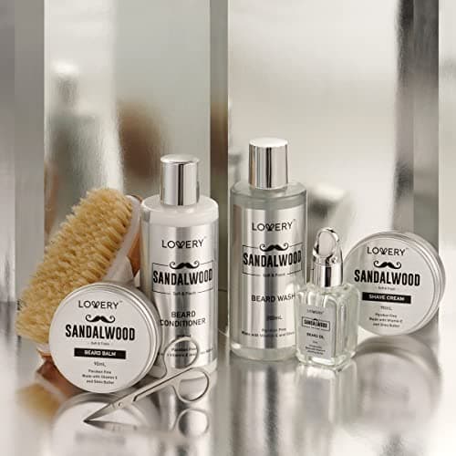 Mens Gifts, Sandalwood Beard Grooming Kit, Mens Grooming Kit for Boyfriend Dad, Him, 11pc Beard Straightener for Men Beard Care, Beard Growth and Trimming Gift, Beard Wash Growth Oil & More