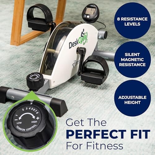 DeskCycle Under Desk Bike Pedal Exerciser - Stationary Bikes for Home & Office - Standard and Adjustable Height Versions