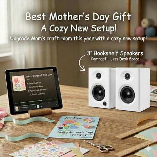 Computer Speakers for Desktop PC, 60W Bluetooth 5.3 Stereo 2.0 System with Bass, Compact Powered Bookshelf Speakers for Office, Monitors, Laptop, Gaming, TV, Gifts (White, Pair)