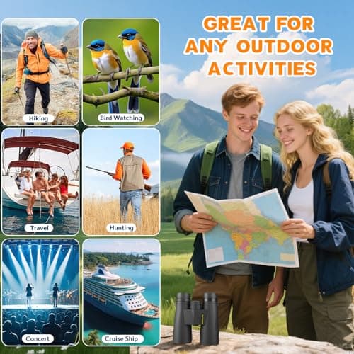 Asacam 10x42 HD Binoculars for Adults, BAK4 Prism Waterproof Lightweight Binoculars with Low Light Vision for Bird Watching, Hunting, Hiking, Travel, Cruise