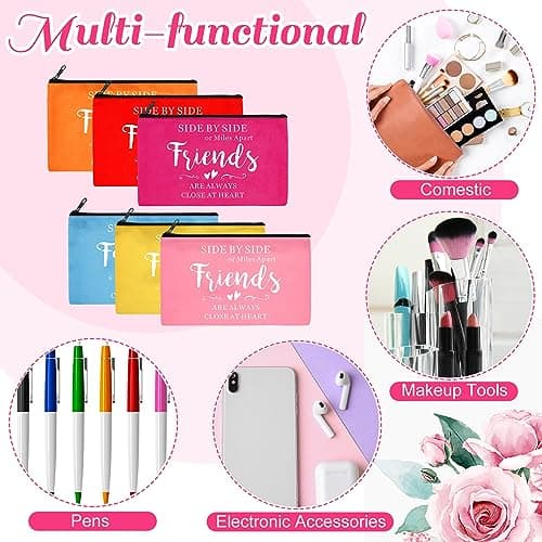 Paterr 20 Pcs Friend Cosmetic Bags Friend Group Gifts Friendship Makeup Pouch Bulk Christmas themed Gifts for Women Bestie Birthday Day