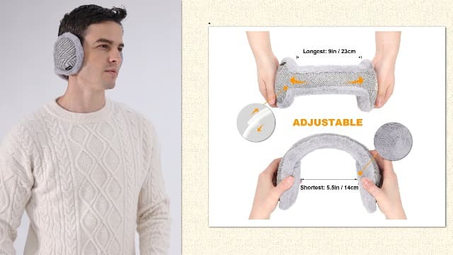 Surblue Unisex Foldable Ear Earmuffs Behind-the-Head Fur Winter Outdoor Ear Warmers