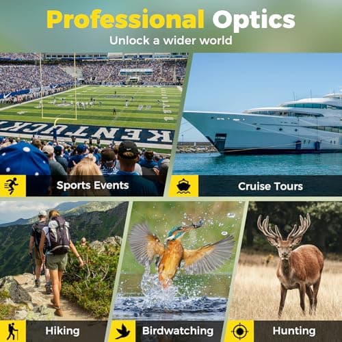 10x42 UHD Binoculars for Adults High Powered Waterproof Large View with Clear Vision & Compact Binocular Essentials for Hunting Camping Cruise Travel Bird Watching Sports