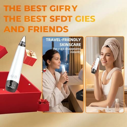 2026 Pore Vacuum, USB Rechargeable Blackhead Remover Vacuum,3 Levels Adjustable Pore Vacuum Blackhead Remover, with 6 Suction Power Probe,4 Golden Needle face Vacuum Pore Cleanser Kit-White