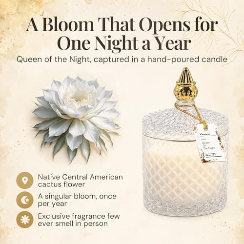 Decorative Soy Candles Birthday Gifts for Women, Elegant Glass Jar, 14.8oz, 80Hr Long Lasting Burn, Luxury Candles for Women VIONAMI Queen of The Night Rare Flower Fragrance Luxury Scented Candle Gift B0FBMNBQ3D