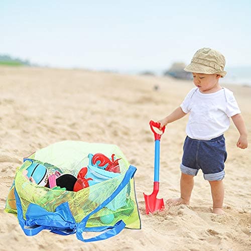 Mesh Beach Sand Toy Bags, Extra Large, Foldable Totes Shell Storage Bag Quick Dry Net Tote for Kids ,Away from Sand Pool Supplies Storage Picnic Backpack