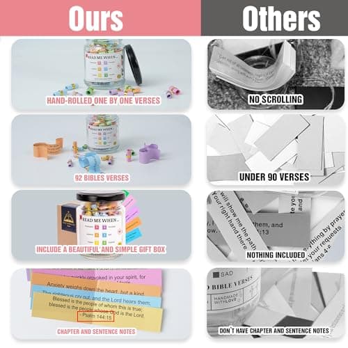 Bible Verse Jar – 92 Hand-Rolled Scripture Scrolls for Daily Encouragement, Inspirational Christian Gift, Religious Gifts for Women, Birthday Gifts for Mom, Christmas Gift for Women 2025