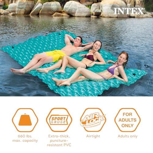 Intex Giant Inflatable Floating Water Mat Relaxing Platform Pad for Pools and Lakes.