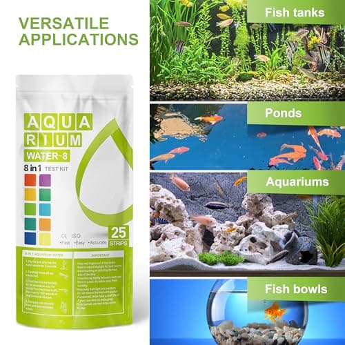 AAwipes Aquarium Ammonia Test Strips 8-in-1 |25 Strips | Quick & Accurate Water Testing Test pH, Carbonate, Alkalinity, Hardness, Chlorine, Nitrite, etc. (K02-25)