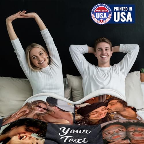 Yofair Ships Next Day, Custom Blanket with Picture Soft Fleece Throw Blanket Anniversary Couple Gifts Personalized Photo Blankets Birthday Gifts for Women Boyfriend Girlfriend Wife Husband B0FM3VF654