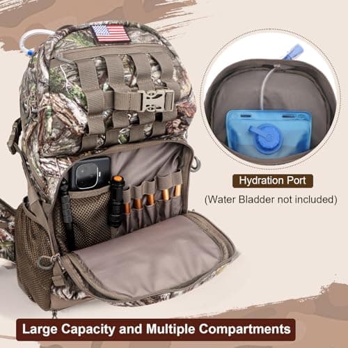 Hunting Backpack, Camo Hunting Backpacks & duffle Bags, Water-resistant Long-Lasting Large Capacity Bow Backpack Hunting Pack For Hunting Gear Accessories (Treasures of the Trees)