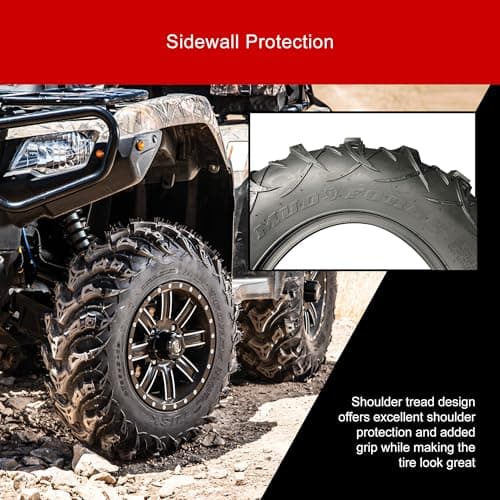 Tusk Mud Force ATV Tire Set – 25x8-12 Front & 25x10-12 Rear – Durable Off-Road Quad Tires Set of 4