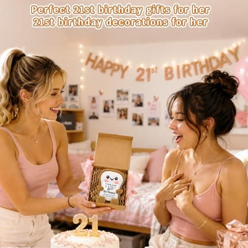 Mini Happy 21st Bday Party Gift for Girls Daughter Bestie Sister Friend Woman, Handmade Crochet Present for Celebration 21st Birthday Toast Gifts Decorations for Him Her, 21 Years Old Gift Ideas B0GX1XVW5S