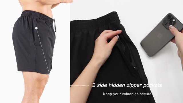 Men's 5" Running Shorts 2 Pack Quick Dry Athletic Workout Gym Shorts with Zipper Pockets