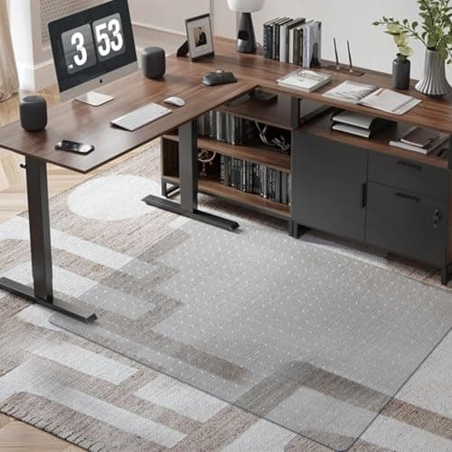 Azadx Chair Mat for Carpet 60"x 46" Large Office Chair Mat for Carpeted Floors, Carpet Protector Floor Mats on Low Pile Carpets Easy Glide Rolling Plastic Desk Computer Chairs Mats for Home