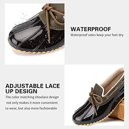 GAWBAW Flat Duck Shoes for Women - Slip On Waterproof Winter Ankle Rain Boots Short Garden Shoes