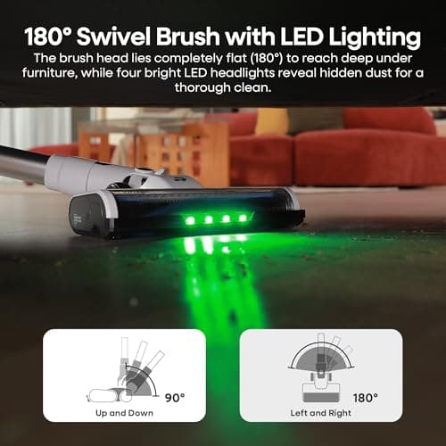 ElecKeys Cordless Vacuum Cleaner, 580W 48KPA 65Mins Vacuum Cleaners for Home, Self-Standing Anti-Tangle Vacuum with LED Display, Rechargeable, Lightweight, Cordless Vacuum for Floors/Pet Hair/Carpets