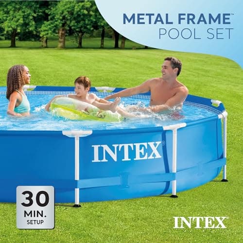 INTEX 28211EH Metal Frame Above Ground Swimming Pool Set: 12ft x 30in – Includes 530 GPH Cartridge Filter Pump – Puncture-Resistant Material – Rust Resistant – 1718 Gallon Capacity