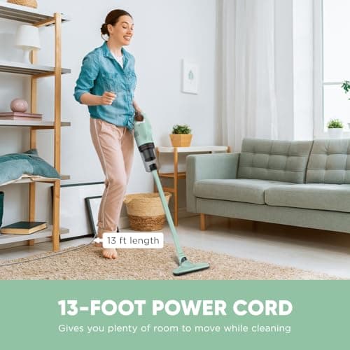 Stick Vacuum Cleaner, Corded Handheld Vacuum Cleaner Mini Electric Broom for Pet Hair Hardwood Floor Cat Litter Cleaning (13ft-Cord)