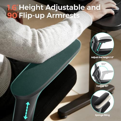 Office Chair,Ergonomic Office Desk Chair with 2D Adjustable Lumbar Support,3D Headrest,2D Arms,330LBS High Back Mesh Computer Home Office Chairs Rolling Tilting Swivel Executive Chairs Black