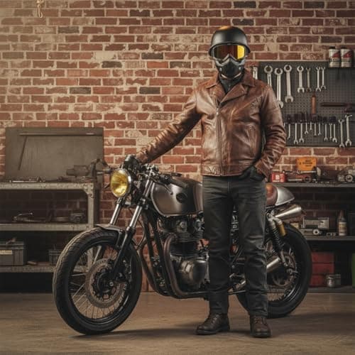 Motorcycle Half Helmets with Face Shield, German Style Motorcycle Helmet for Adult Men Women, DOT Approved Retro Half Shell Helmet for Moped Cruiser Scooter