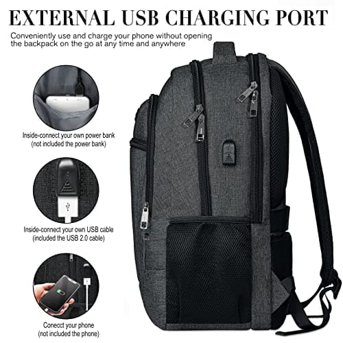 Travel Laptop Backpack, 17 Inch Extra Large School Backpacks for Teen Boys and Girls, Black Water Resistant Women Back Pack, Business Men Sturdy Computer Bag with USB Charging Port, Gifts