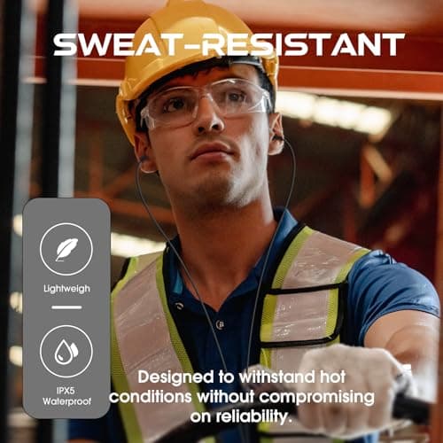 MIPEACE Work Earbuds Headphones, Ear Plug Headphones for Work-Noise isolating Earbuds Earphones for Industrial Safety Construction(Black)