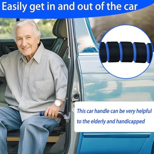 KOUNATSURI Car Door Handle for Elderly Car Assist Support Handle Multifunction Car Door Latch Bar for Seniors and Handicapped(Blue) B0B774BN41