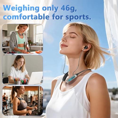 MZYQCY Neckband Bluetooth Headphones，80H Playback Wireless in-Ear Earbuds with Microphone, Sweatproof Around The Neck Headphones for Sport,Running,Workouts (Black)