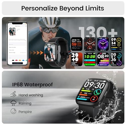 Smart Watch with Alexa Built-in, 1.83" HD Touchscreen Fitness Tracker with Bluetooth Calling, Fitness Watch with Heart Rate/Sleep Monitor, 120+ Sports Modes, IP68 Waterproof Smartwatch for Android iOS