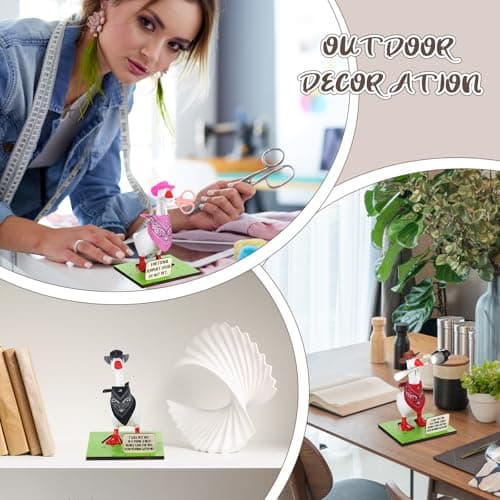 28 Pcs 7" Magnetic Goose Key Holder Cute Resin Goose Statue with Cowboy Hats Bandanas Writable Interchangeable Signs Chalk for New Apartment Housewarming Gifts Office Table Desk Home Decor