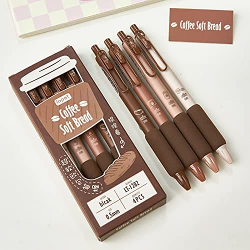 MOZXIRZ 4 Pcs Gel Ink Pens Retractable Pens Cute Pen 0.5mm Ballpoint Pen Office School Supplies for Girls Boys Women Men (Coffee) B0BWV2PMXC