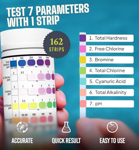 162 Pcs 7-Way Hot Tub, Spa & Pool Test Strips - Accurate Readings in 15 Seconds
