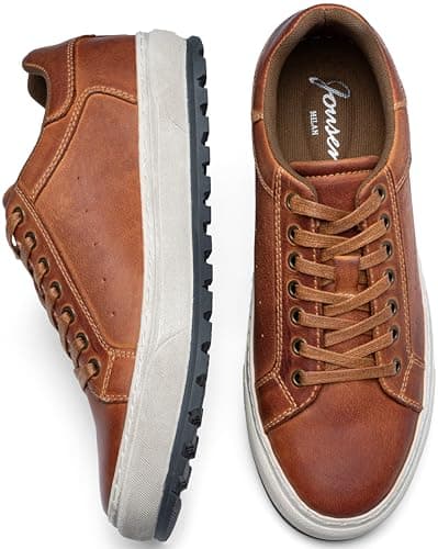 Jousen Men's Shoes Leather Casual Shoes for Men Fashion Sneakers Business Casual Dress Shoes