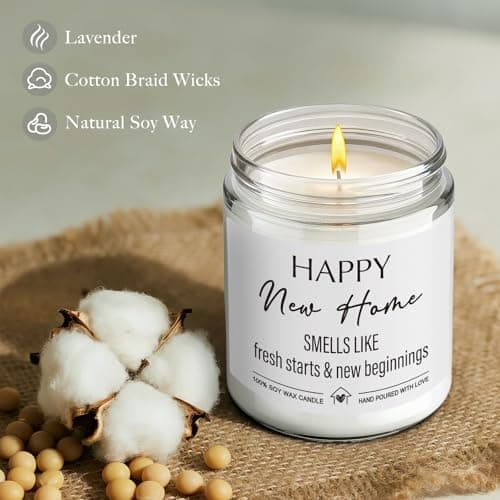 Happy New Home Candle Gifts for New Homeowners, First Apartment House Warming Gift for Women Men Couple Best Friends, Housewarming Decoration Lavender Scented Candle for First Time house-75