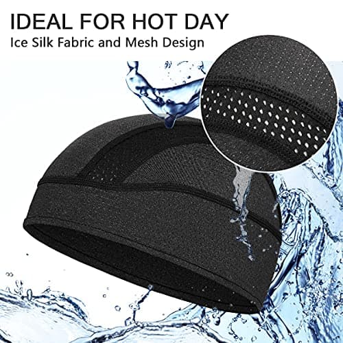 Skull Cap Helmet Liner Beanie, Cooling Mesh Cycling Running Hat for Men Women, Fits Under Helmets