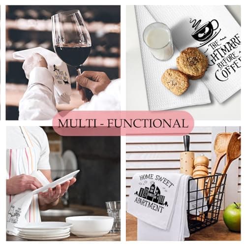 Hafhue Home Sweet Apartment Kitchen Towels, Funny Kitchen Towels, Microfiber White Towel, Sweet Housewarming Gifts, New Apartment Present, for Mom Aunt Neighbor