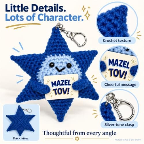 Crochet Star of David Plush, Mazel Tov Bat Mitzvah Gift B0HKSW45VK