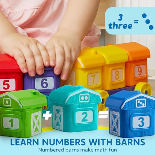 Play-Act Learning Toys for 1 2 3 Years Old, Counting, Matching & Sorting Montessori Learning Farm Train Including 9 Farm Animals, Birthday Gift for Baby Boys Girls B0CYT85XT6